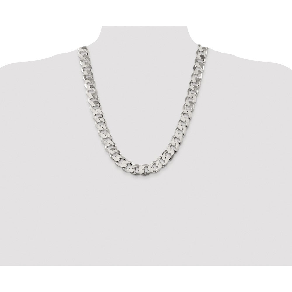 Sterling Silver Rhodium-plated 14.5mm Curb 24 Inch Chain