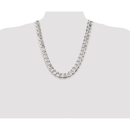 Sterling Silver Rhodium-plated 14.5mm Curb 24 Inch Chain