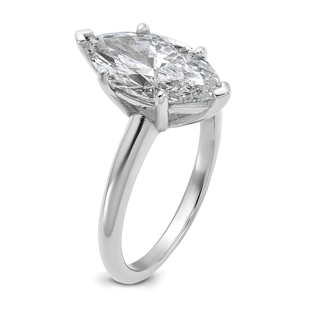 14K White Gold 3 carat Certified Lab Grown Diamond VS+ F+ Marquise Solitaire Complete Engagement Ring