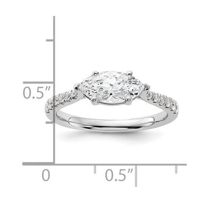 14K White Gold East West (Holds 1 carat (10.5x5.6mm) Marquise Center) 1/5 carat Diamond Semi-Mount Engagement Ring