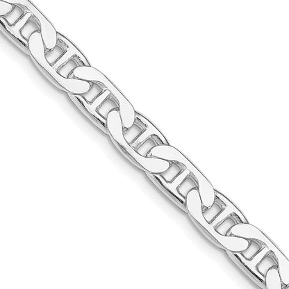 Sterling Silver Rhodium-plated 6.5mm Flat Anchor 22 Inch Chain