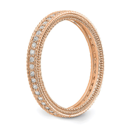 14K Rose Gold Polished 1/3CT Milgrain Edge Diamond Eternity Wedding Band Ring