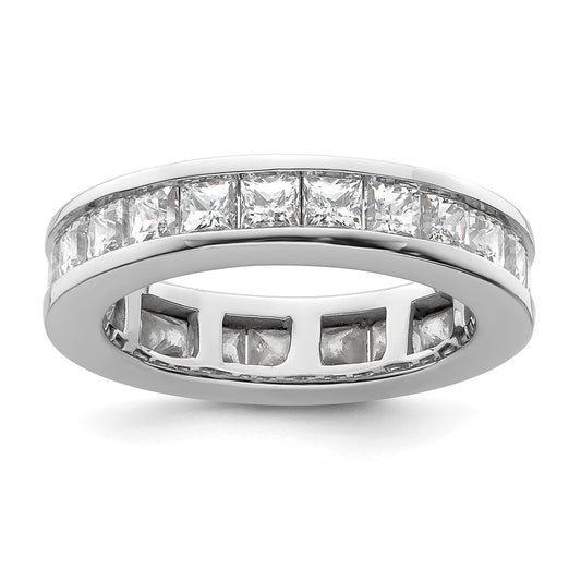 14K White Gold Polished Size 6.5 Channel-set 3 carat Princess Diamond Complete Eternity Wedding Band Ring