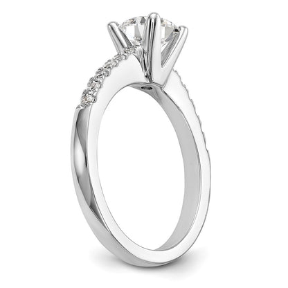 True Origin 14K White Gold 1/3 carat Lab Grown Diamond VS+ F+ Semi-Mount Round Engagement Ring
