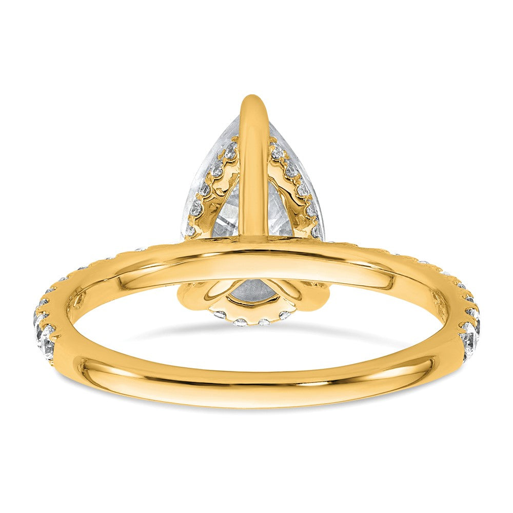 14K Yellow Gold 2 5/8 carat Certified Lab Grown Diamond VS/SI+ G+ Pear Complete Solitaire with Flair Engagement Ring