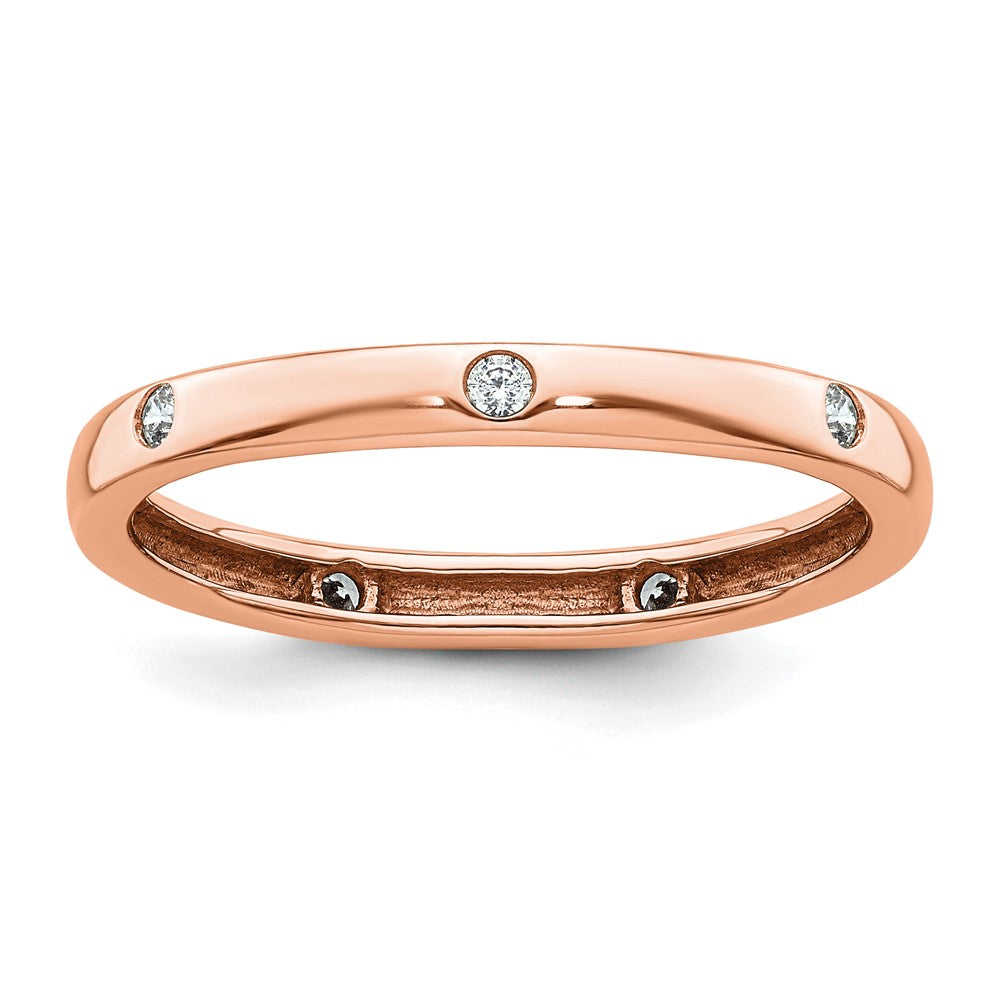 14K Rose Gold Polished Size 8.5 Bezel-set 1/10 carat Diamond Complete Eternity Wedding Band Ring