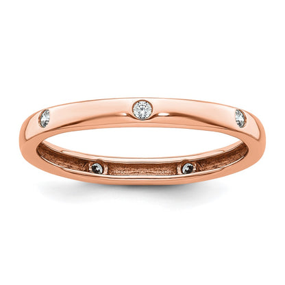 14K Rose Gold Polished Size 8.5 Bezel-set 1/10 carat Diamond Complete Eternity Wedding Band Ring