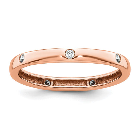 14K Rose Gold Polished Size 8.5 Bezel-set 1/10 carat Diamond Complete Eternity Wedding Band Ring
