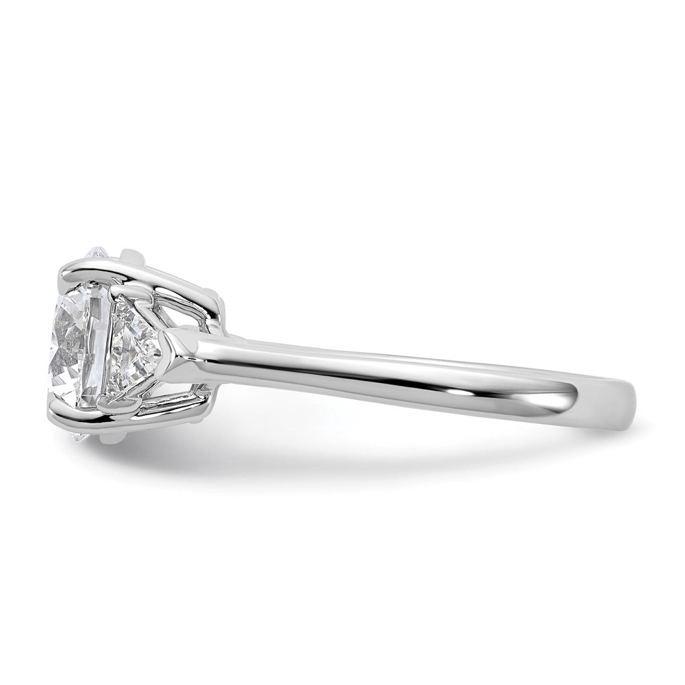 14K White Gold 3 1/8 carat Certified Lab Grown Diamond VS/SI+ G+ Round and Triangle Complete Three Stone Engagement Ring