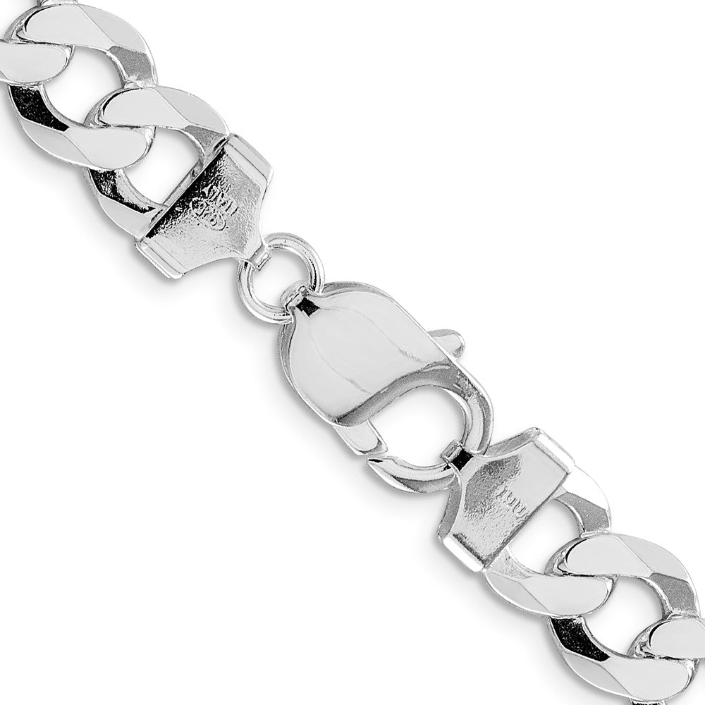 Sterling Silver Rhodium-plated 9.75mm Flat Curb 24 Inch Chain