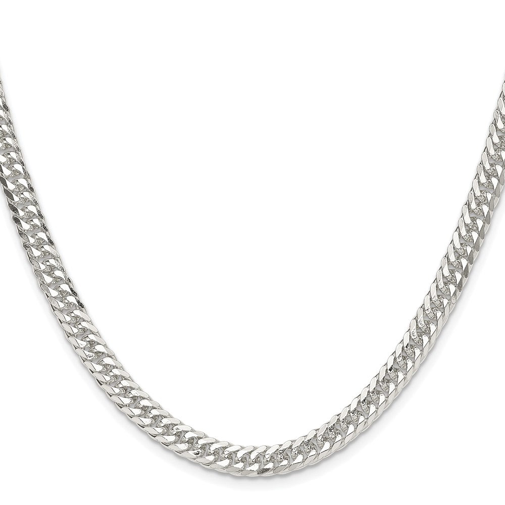 Sterling Silver Rhodium-plated 5.7mm Double Diamond-cut Curb 24 Inch Chain