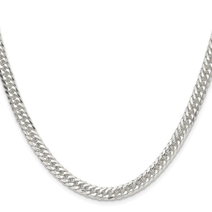 Sterling Silver Rhodium-plated 5.7mm Double Diamond-cut Curb 24 Inch Chain