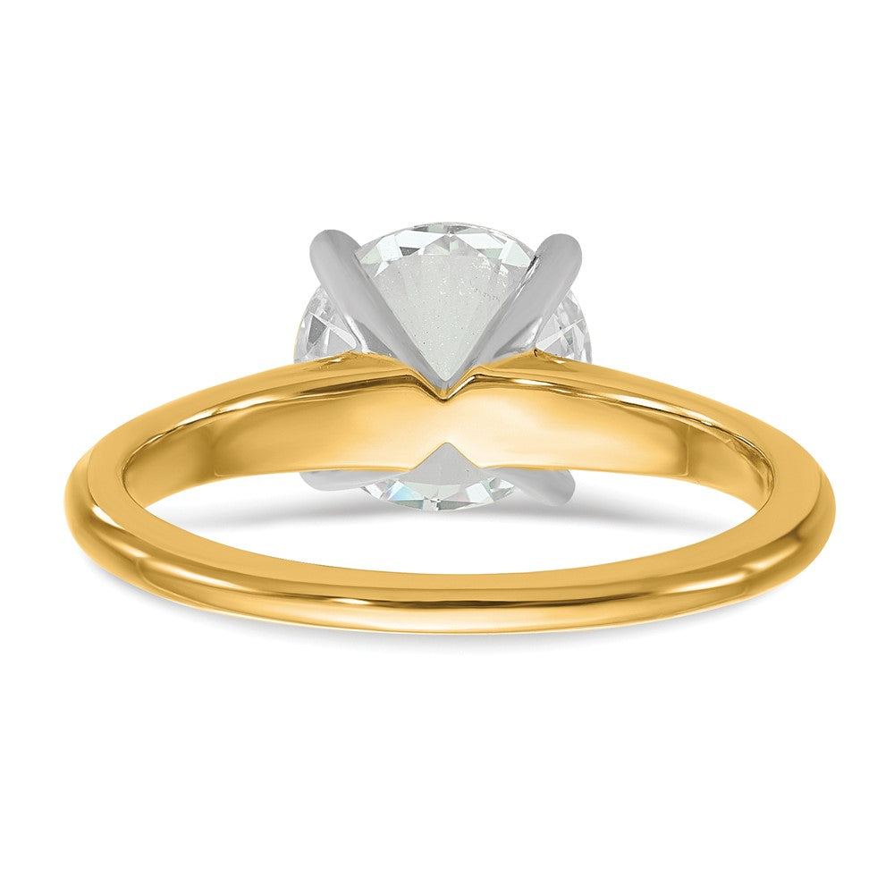 14K Two-Tone Gold 2 carat Certified Lab Grown Diamond VS+ F+ Round Complete Solitaire Engagement Ring