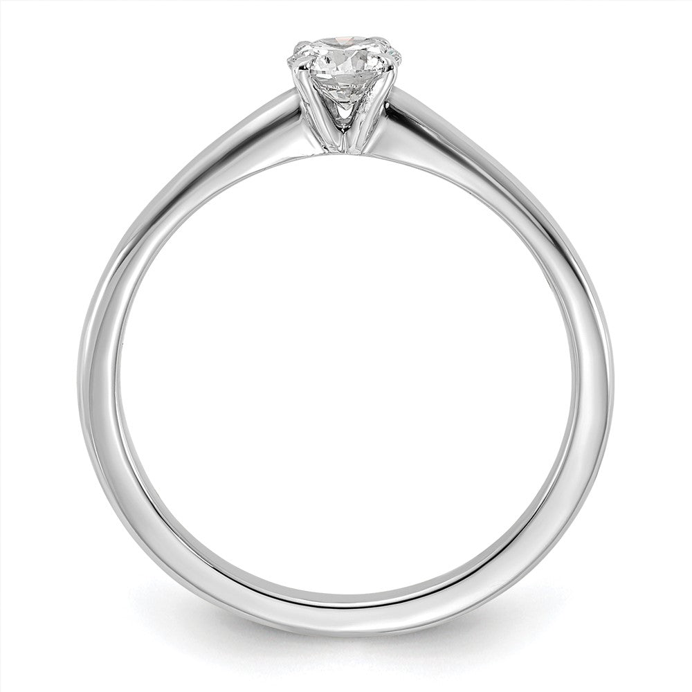 14K White Gold 1/3 carat Lab Grown Diamond VS+ F+ Round Complete Solitaire Engagement Ring