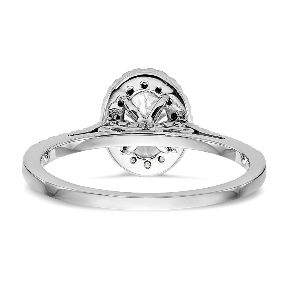 14K White Gold Halo (Holds 1 carat (7x5mm) Oval Center) 1/4 carat Diamond Semi-mount Engagement Ring