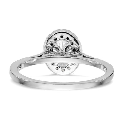 14K White Gold Halo (Holds 1 carat (7x5mm) Oval Center) 1/4 carat Diamond Semi-mount Engagement Ring