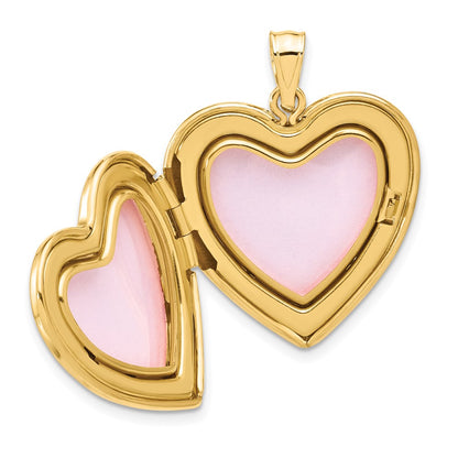 14K Yellow Gold Polished Fancy Scrolled Design 24mm Heart Locket