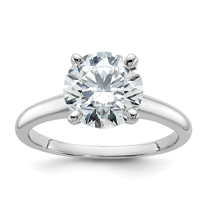 14K White Gold 2 1/2 carat Lab Grown Diamond VS+ F+ Round Complete Solitaire Engagement Ring