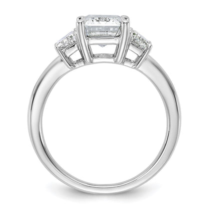14K White Gold 3 1/3 carat Lab Grown Diamond VS+ F+ Complete Emerald and Trapezoid Engagement Ring