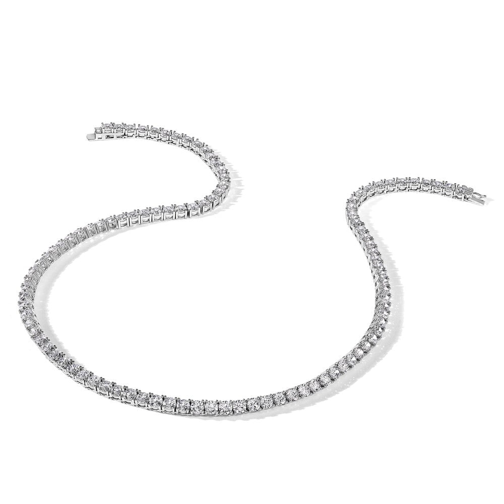 Sterling Silver Rhodium-plated 4mm CZ 22in Tennis Necklace