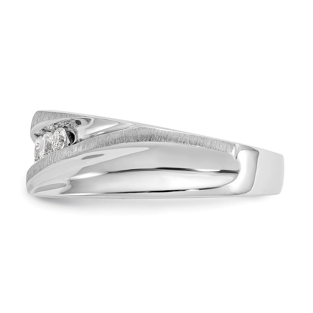 True Origin 14K White Gold Men's 1/2 carat Lab Grown Diamond VS/SI  D E F  Brushed and Polished Wedding Band Ring