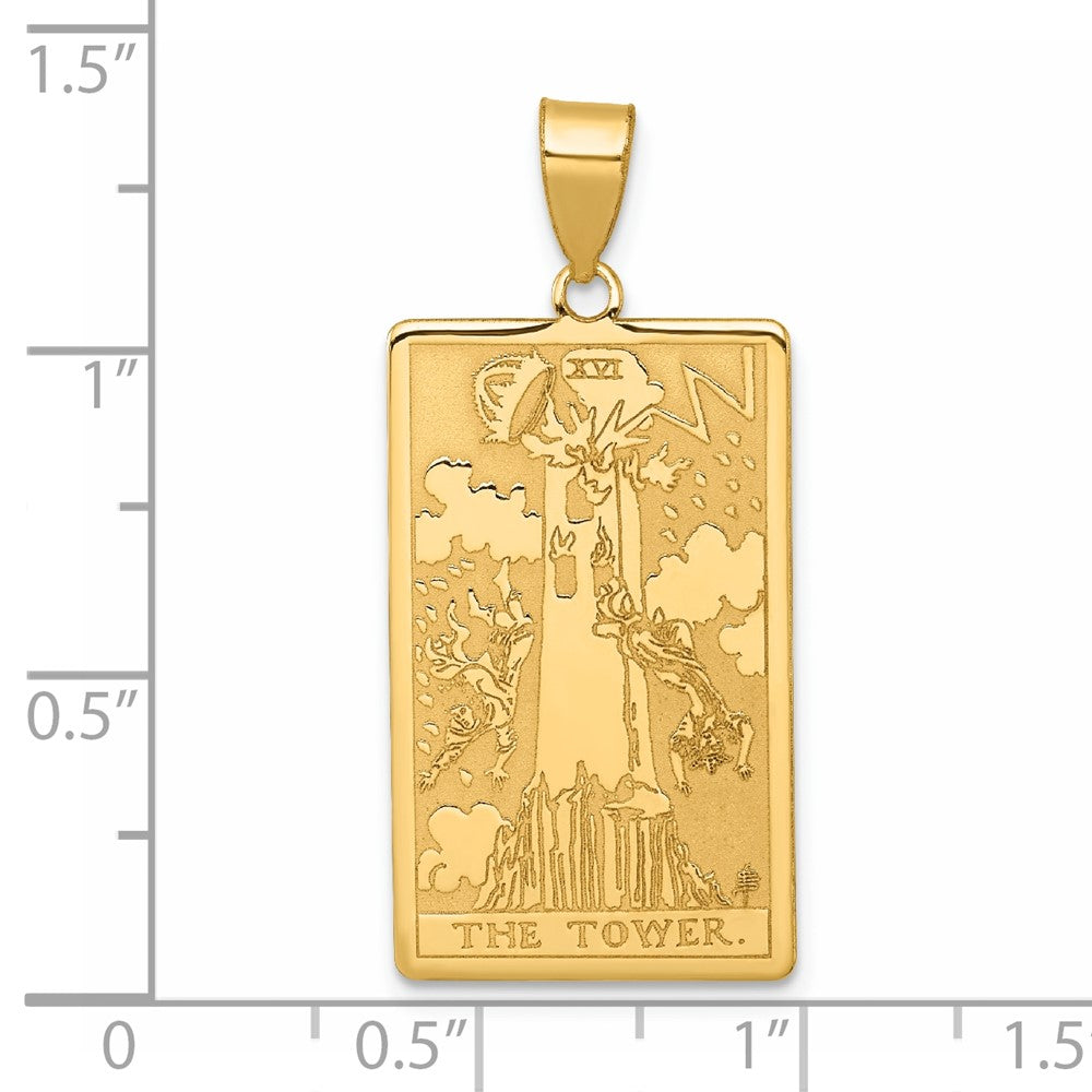 14K Yellow Gold The Tower Tarot Card Pendant