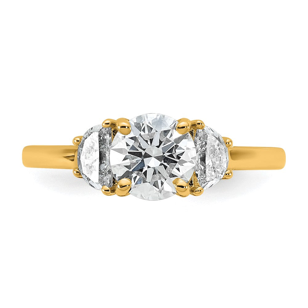 14K Yellow Gold 1 3/8 carat Certified Lab Grown Diamond VS+F+ Round Complete Three Stone Engagement Ring