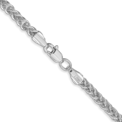 14K White Gold 2.6mm Semi-solid 3-Wire Wheat 24 Inch Chain