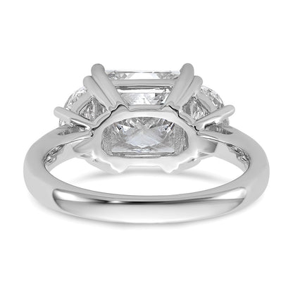 14K White Gold 4 carat Certified Lab Grown Diamond VS/SI+ G+ Princess and Half Moon Complete Three Stone Engagement Ring