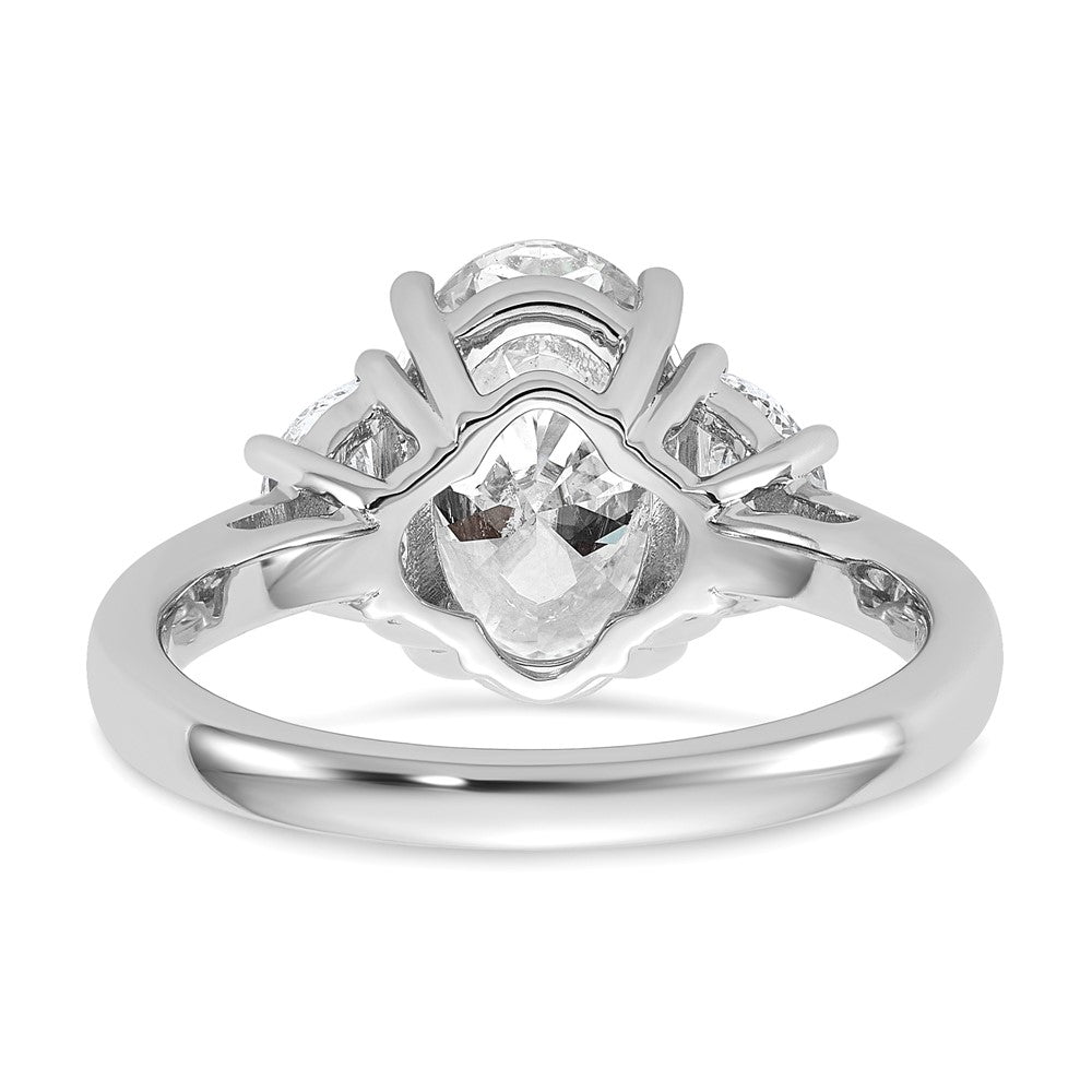 14K White Gold 3 1/8 carat Certified Lab Grown Diamond VS/SI+ G+ Complete Oval and Half Moon Three Stone Engagement Ring