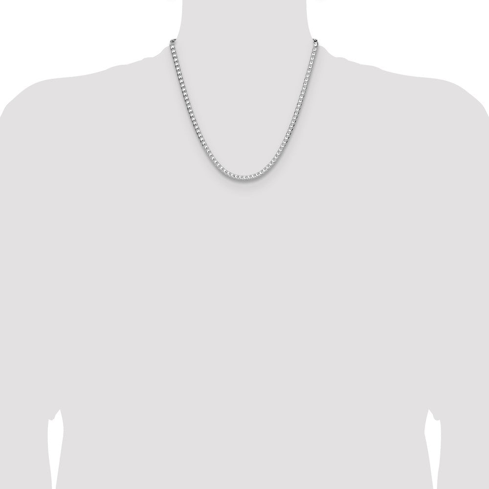 Sterling Silver Rhodium-plated 4.7mm D/C Square Franco 20 Inch Chain