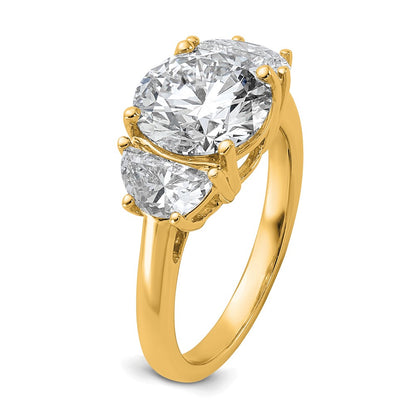 14K Yellow Gold 4 carat Certified Lab Grown Diamond VS+F+ Round Complete Three Stone Engagement Ring