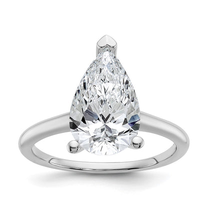 14K White Gold 3 carat Certified Lab Grown Diamond VS+ F+ Pear Solitaire Complete Engagement Ring