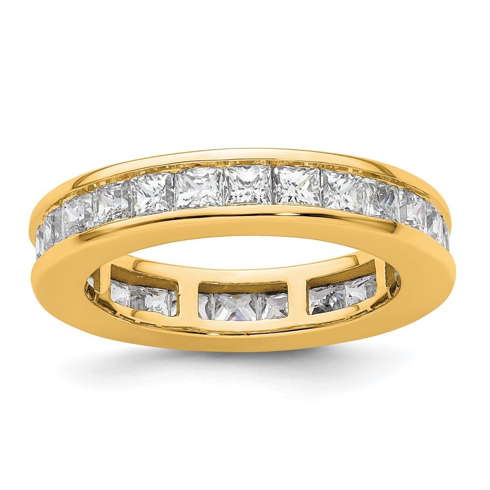 14K Yellow Gold Polished Size 8.5 Channel-set 3 carat Princess Diamond Complete Eternity Wedding Band Ring