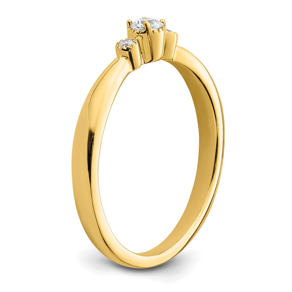 14K Yellow Gold Beaded Edge Petite 3-Stone 1/15 carat Round Diamond Complete Promise/Engagement Ring