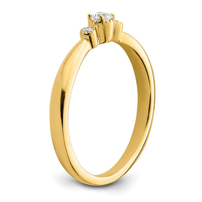 14K Yellow Gold Beaded Edge Petite 3-Stone 1/15 carat Round Diamond Complete Promise/Engagement Ring