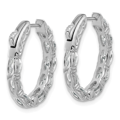 14K White Gold 4 carat Lab Grown Diamond VS+ F+ Oval and Round Complete In and Out Hoop Earrings