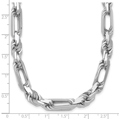 Sterling Silver Rhodium-plated Polished 8.00mm Figaro Rope Chain 20 Inch Necklace