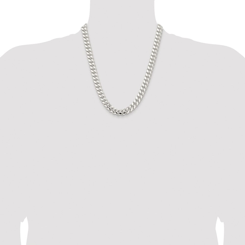 Sterling Silver Rhodium-plated 10.7mm Polished Domed Curb 22 Inch Chain