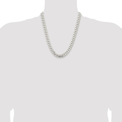 Sterling Silver Rhodium-plated 10.7mm Polished Domed Curb 22 Inch Chain