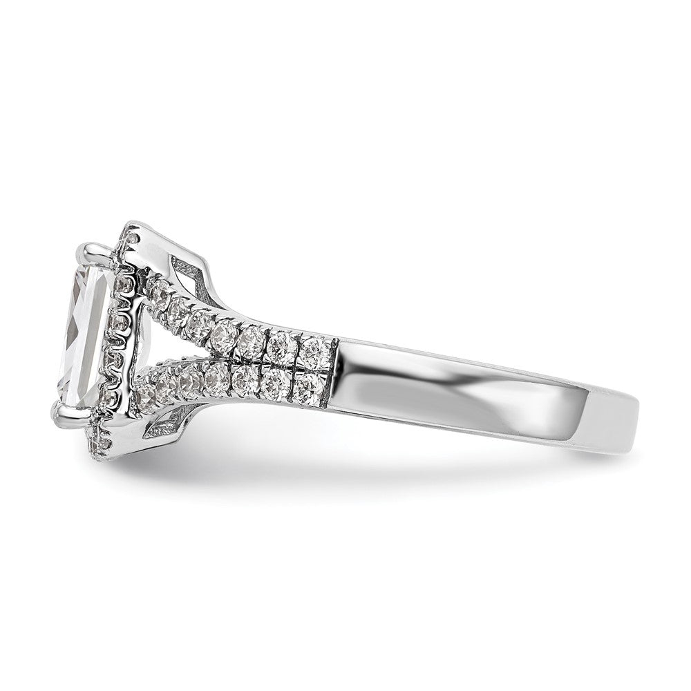 14K White Gold Halo Plus (Holds 1 carat (7.7x5.8mm) Emerald-cut Center) 1/2 carat Diamond Semi-Mount Engagement Ring