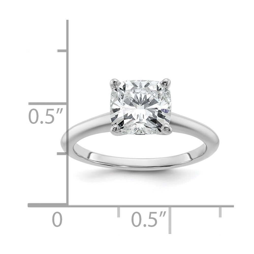 14K White Gold 2 carat Certified Lab Grown Diamond VS/SI+ G+ Cushion Complete Solitaire Engagement Ring