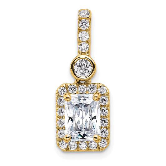 14K Yellow Gold 2 carat Lab Grown Diamond VS/SI+ G+ Radiant Complete Halo Pendant