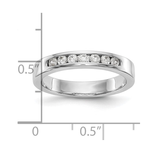 Platinum 7-Stone 1/4 carat Round Diamond Complete Channel Wedding Band Ring