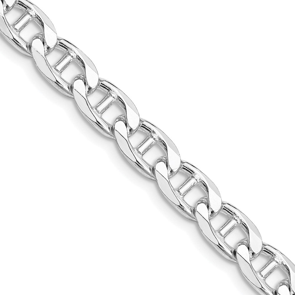 Sterling Silver Rhodium-plated 6.5mm D/C Flat Anchor Curb 22 Inch Chain