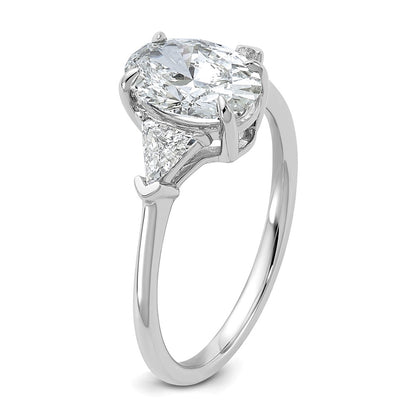 14K White Gold 2 carat Certified Lab Grown Diamond VS/SI+ G+ Complete Oval and Trillion Three Stone Engagement Ring