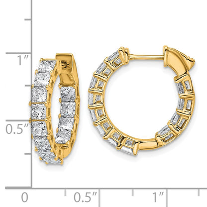 14K Yellow Gold 4 carat Lab Grown Diamond VS/SI+ G+ Princess Complete In and Out Hoop Earrings