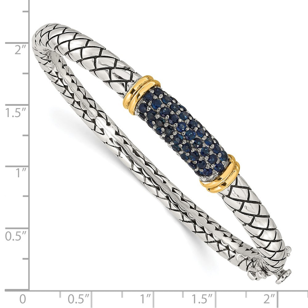 Shey Couture Sterling Silver Rhodium-plated with 14K Accent Sapphire Bangle Bracelet
