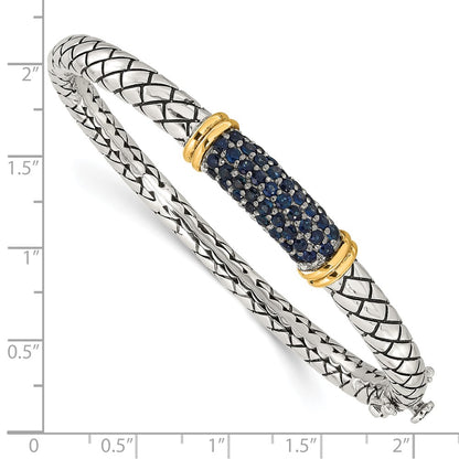 Shey Couture Sterling Silver Rhodium-plated with 14K Accent Sapphire Bangle Bracelet