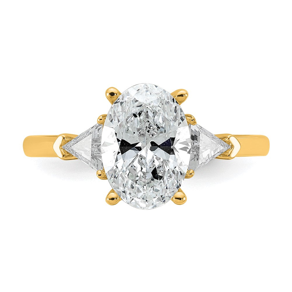 14K Yellow Gold 2 1/2 carat Certified Lab Grown Diamond VS/SI+ G+ Complete Oval and Trillion Three Stone Engagement Ring